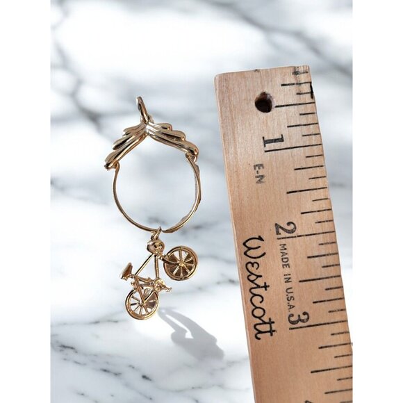 Minature Gold Tone Bicycle Charm Pendant with Gold Tone Scarf Ring. - Picture 4 of 4